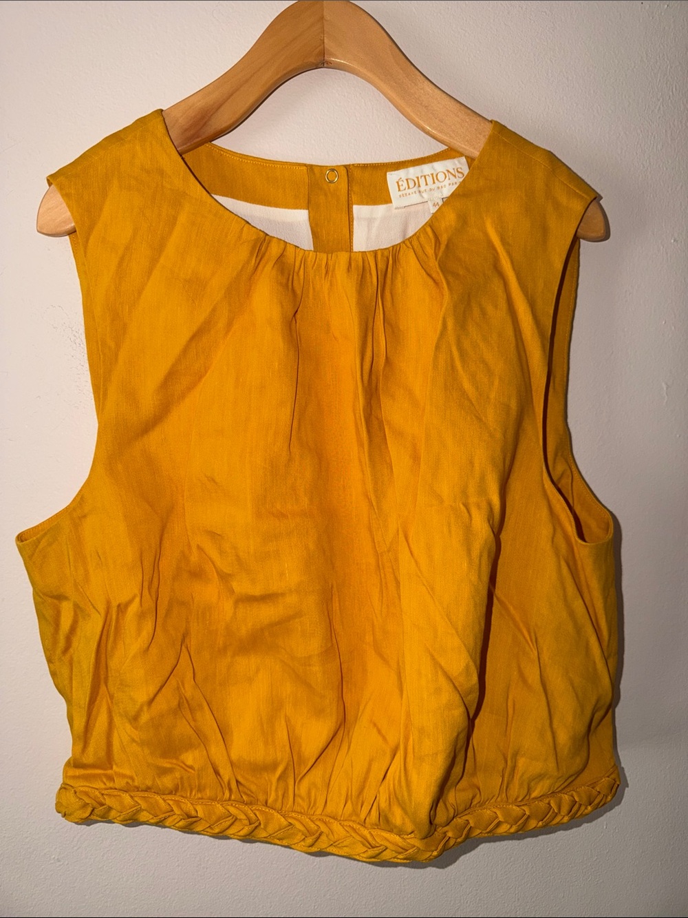 Sezane Editions Abella Linen Blend Blouse Top in Sun Size XXL - Picture 4 of 7